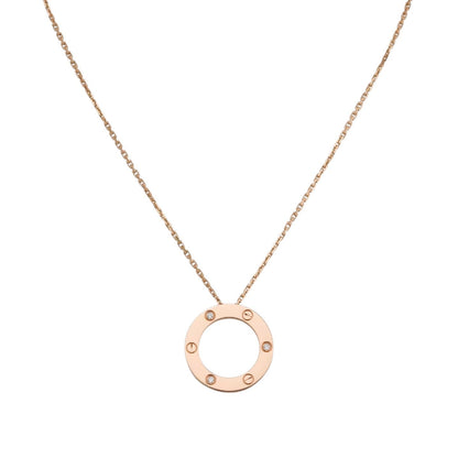 [Novalux]LOVE LARGE CIRCULAR PENDANT 3-DIAMOND NECKLACE