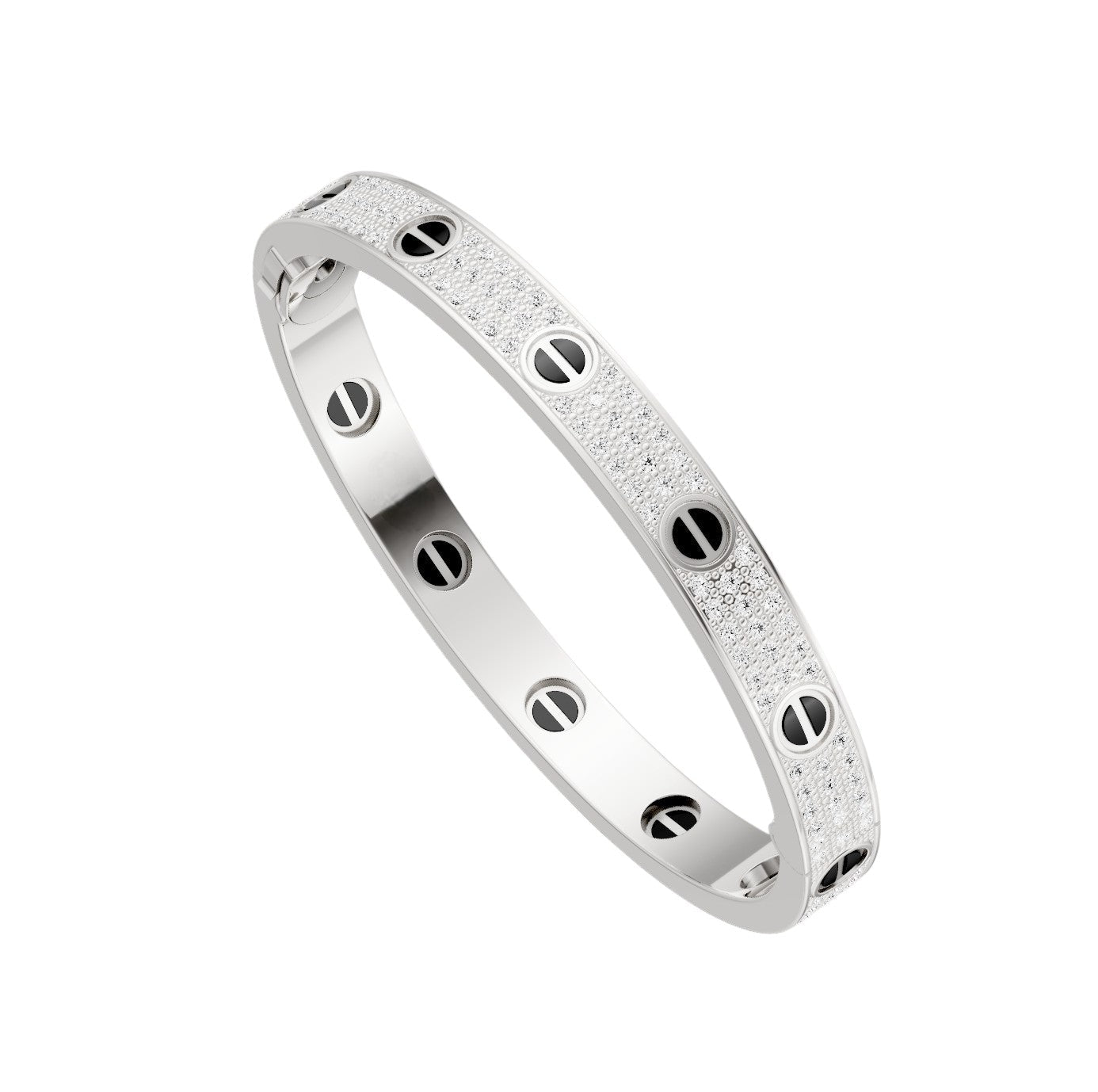 [Novalux]CLASSIC 6.1MM LOVE BANGLE - DIAMOND PAVÉ & BLACK CERAMIC