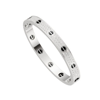 [Novalux]CLASSIC 6.1MM LOVE BANGLE - DIAMOND PAVÉ & BLACK CERAMIC
