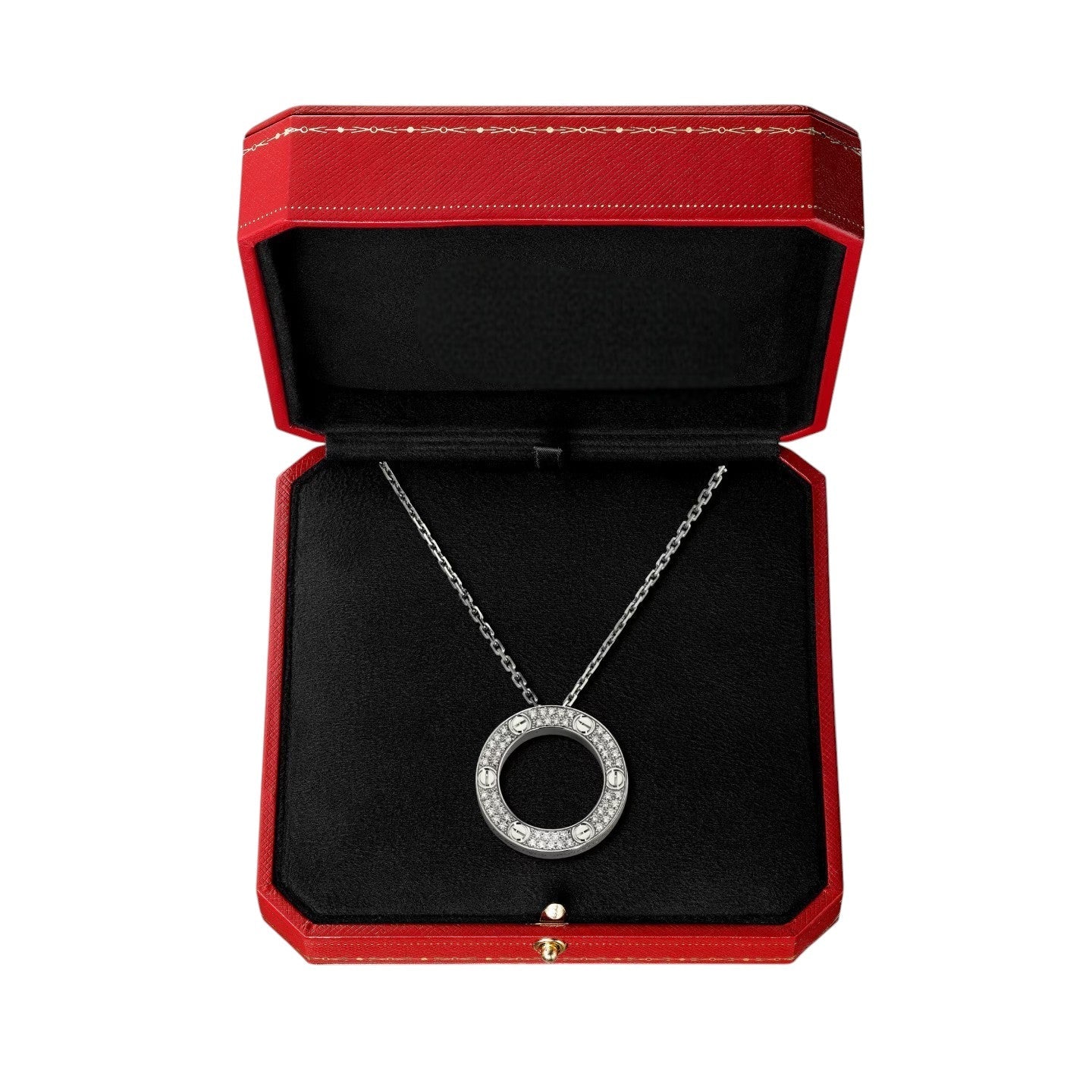 [Novalux]LOVE LARGE CIRCULAR PENDANT FULL-PAVÉ DIAMOND NECKLACE