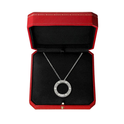 [Novalux]LOVE LARGE CIRCULAR PENDANT FULL-PAVÉ DIAMOND NECKLACE