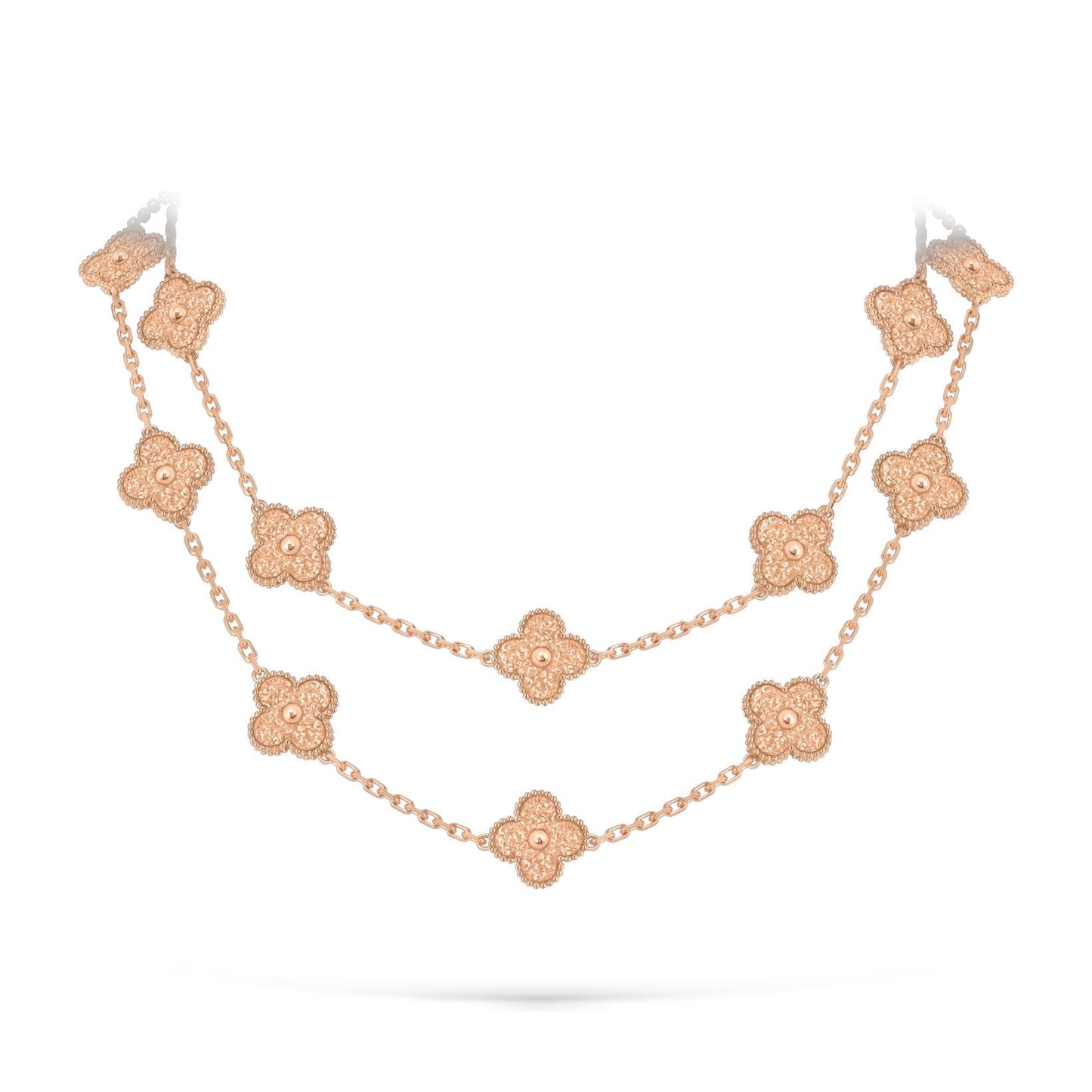 [Novalux]CLASSIC 20-MOTIF LUCKY CLOVER LONG NECKLACE ROSE GOLD COLLECTION