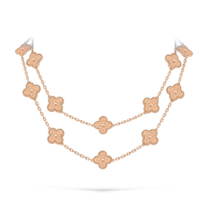 [Novalux]CLASSIC 20-MOTIF LUCKY CLOVER LONG NECKLACE ROSE GOLD COLLECTION