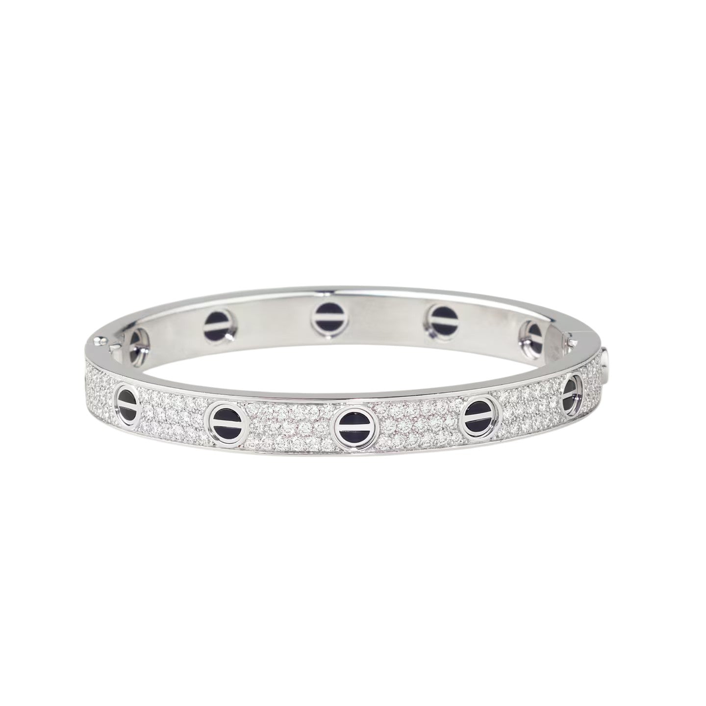 [Novalux]CLASSIC 6.1MM LOVE BANGLE - DIAMOND PAVÉ & BLACK CERAMIC