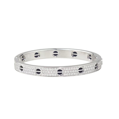 [Novalux]CLASSIC 6.1MM LOVE BANGLE - DIAMOND PAVÉ & BLACK CERAMIC
