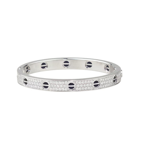 [Novalux]CLASSIC 6.1MM LOVE BANGLE - DIAMOND PAVÉ & BLACK CERAMIC