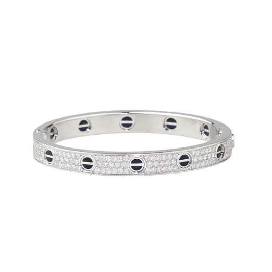 [Novalux]CLASSIC 6.1MM LOVE BANGLE - DIAMOND PAVÉ & BLACK CERAMIC