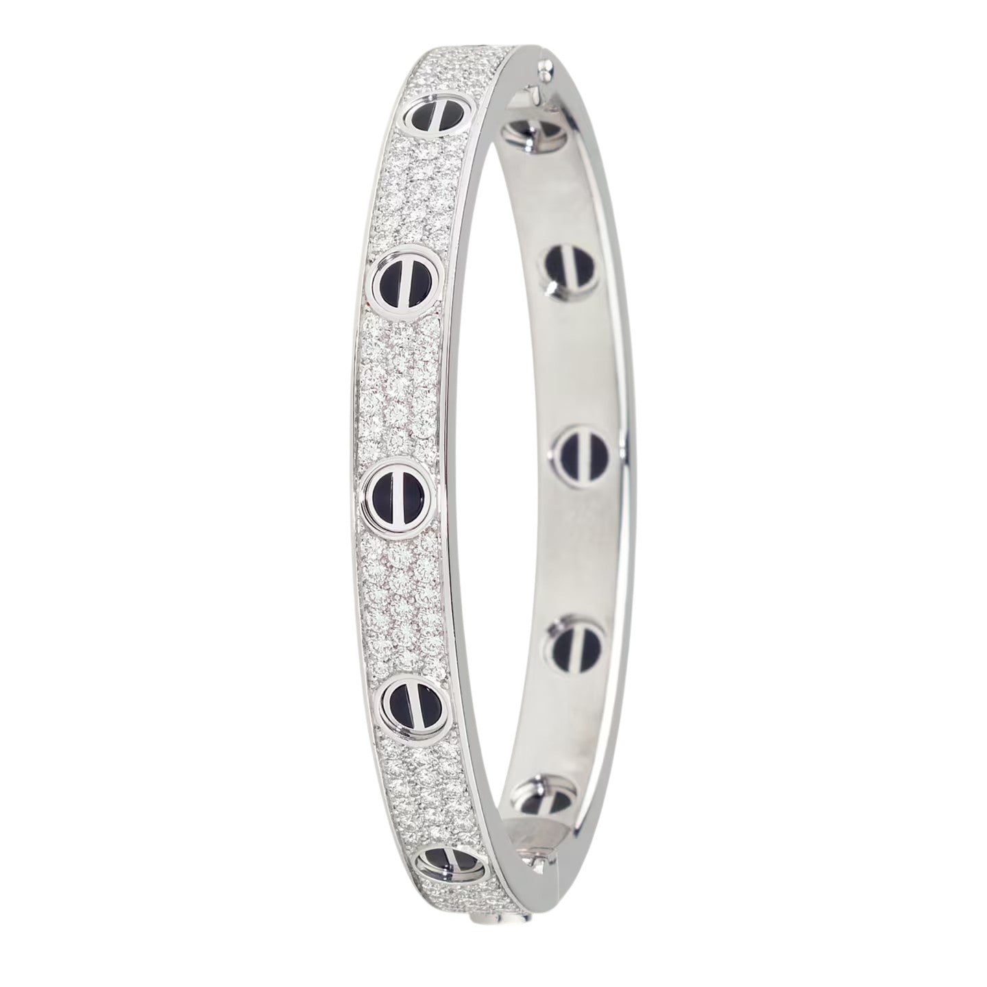 [Novalux]CLASSIC 6.1MM LOVE BANGLE - DIAMOND PAVÉ & BLACK CERAMIC