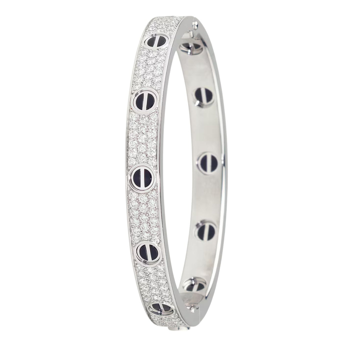 [Novalux]CLASSIC 6.1MM LOVE BANGLE - DIAMOND PAVÉ & BLACK CERAMIC