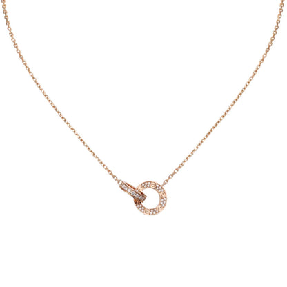 [Novalux]LOVE DOUBLE-RING PENDANT FULL-PAVÉ NECKLACE