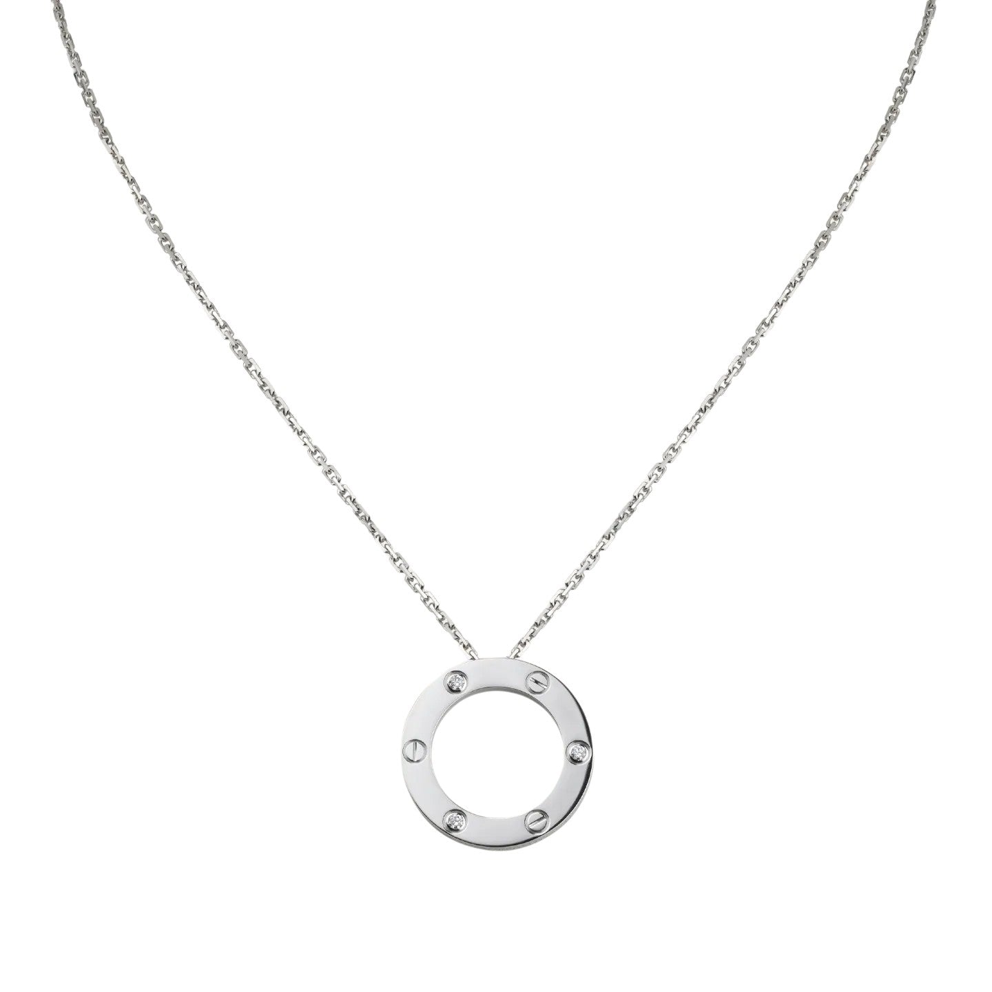 [Novalux]LOVE LARGE CIRCULAR PENDANT 3-DIAMOND NECKLACE