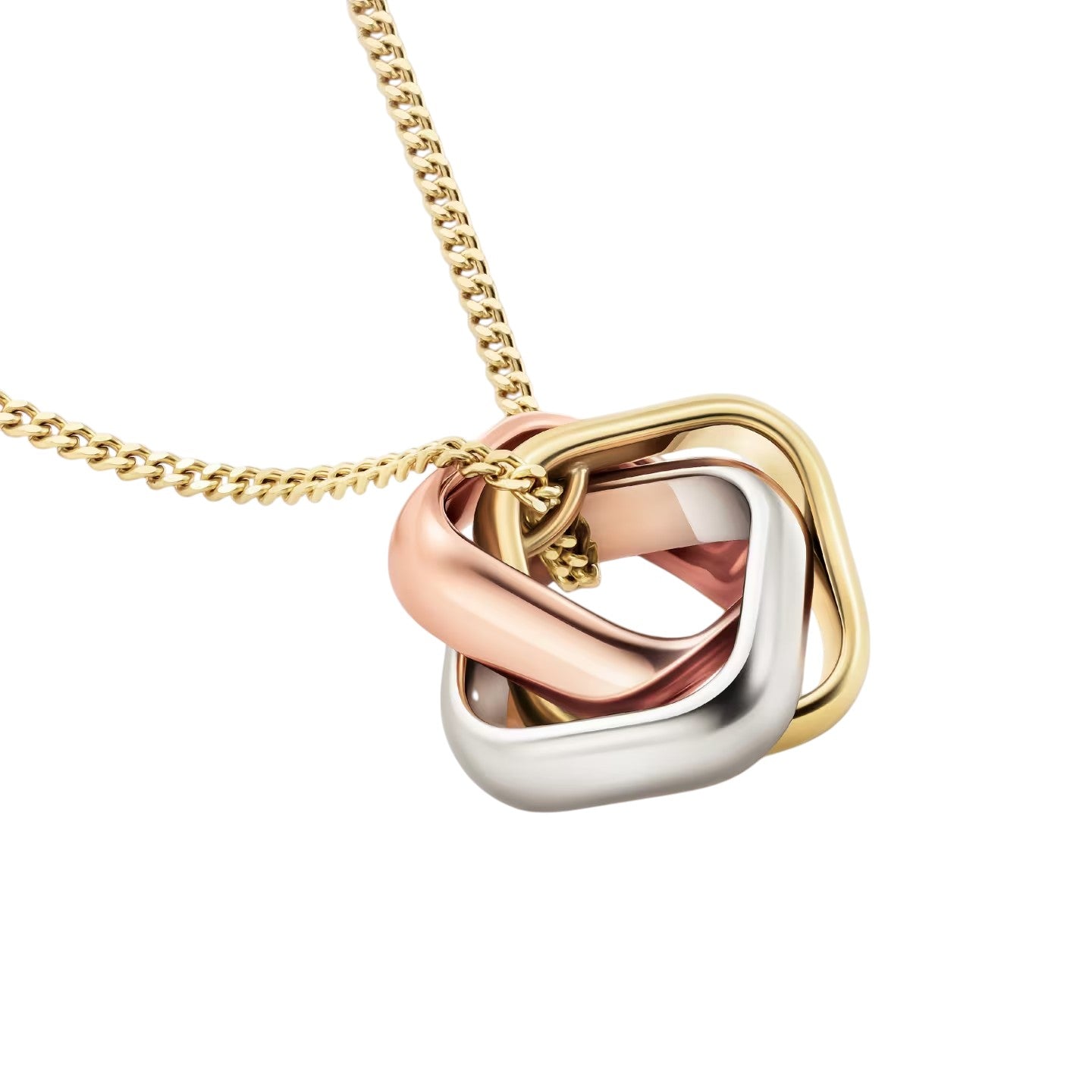 [Novalux]TRI-COLOR SQUARE RING NECKLACE