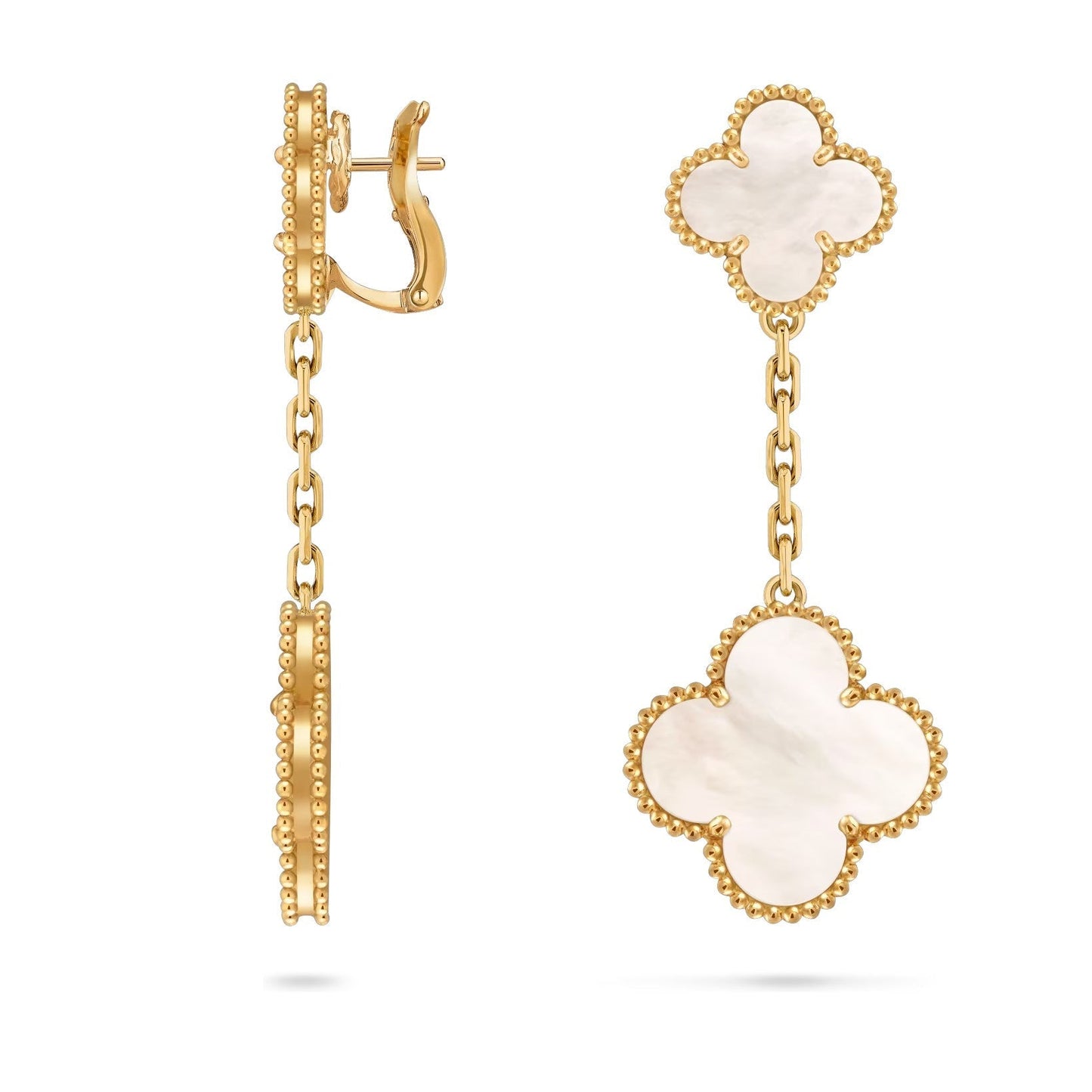 [Novalux]CLOVER DUAL-MOTIF STATEMENT STUD EARRINGS - DOUBLE-CHARM COLLECTION