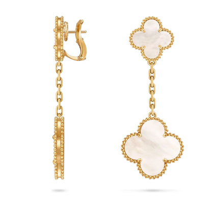 [Novalux]CLOVER DUAL-MOTIF STATEMENT STUD EARRINGS - DOUBLE-CHARM COLLECTION