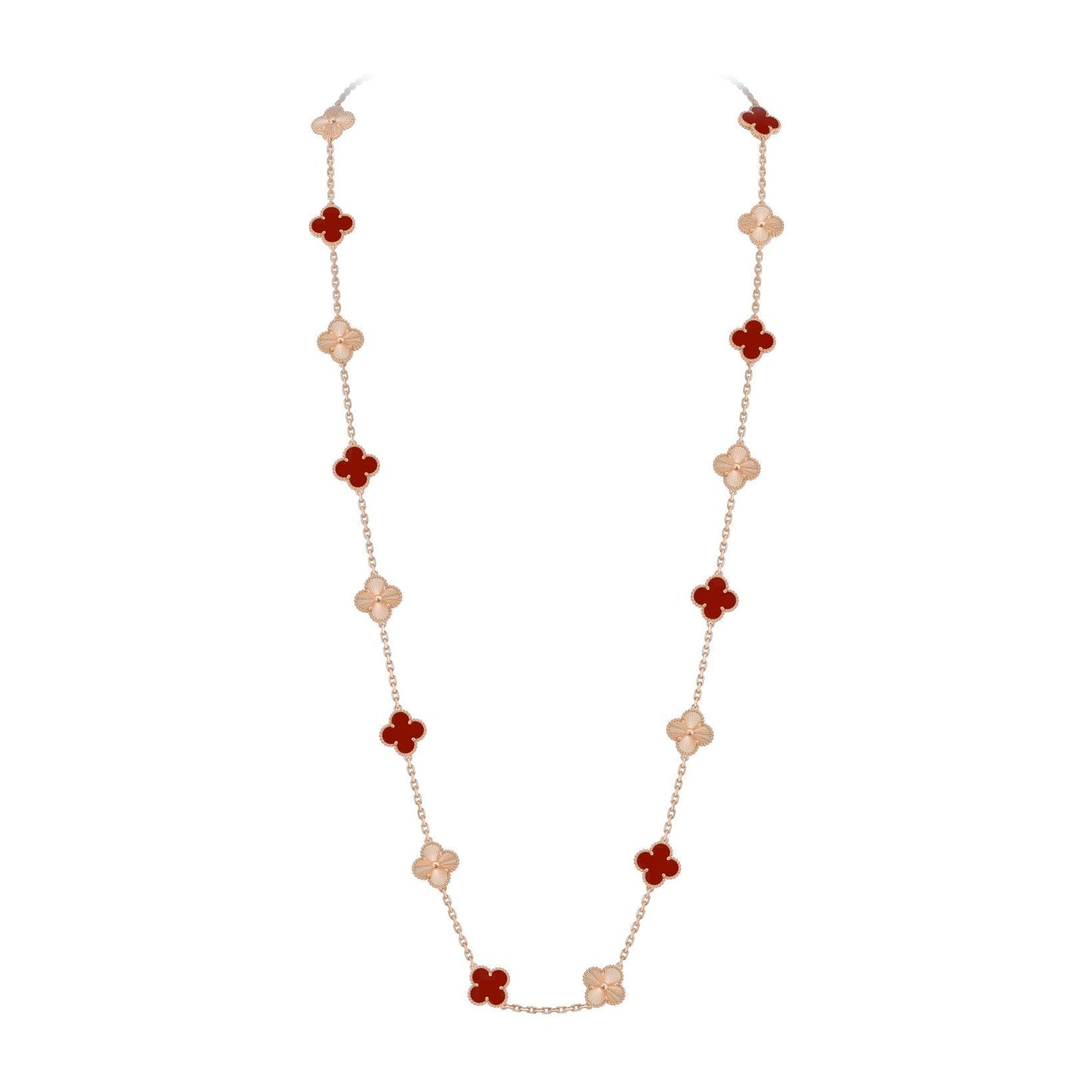 [Novalux]CLASSIC 20-MOTIF LUCKY CLOVER LONG NECKLACE ROSE GOLD COLLECTION