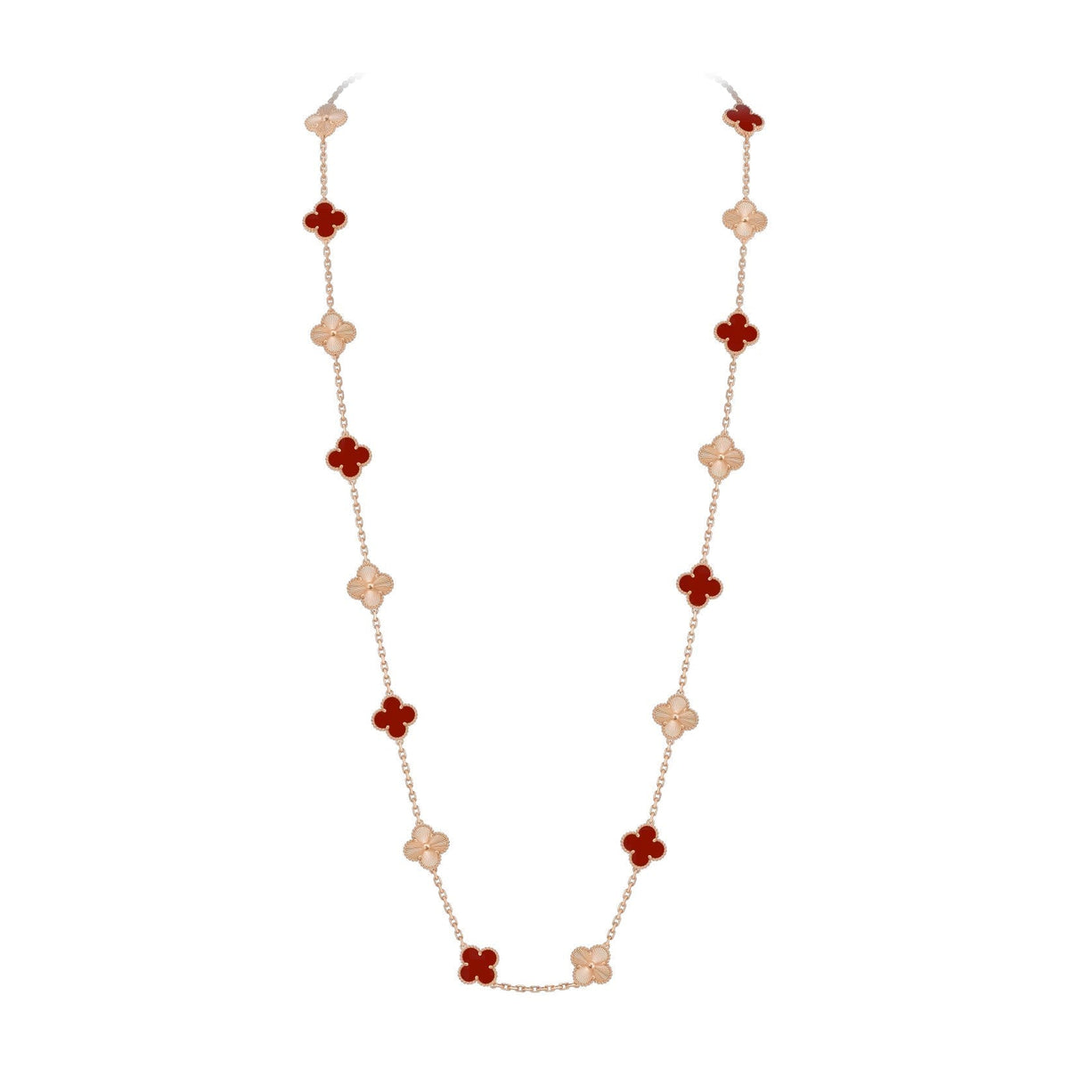 [Novalux]CLASSIC 20-MOTIF LUCKY CLOVER LONG NECKLACE ROSE GOLD COLLECTION