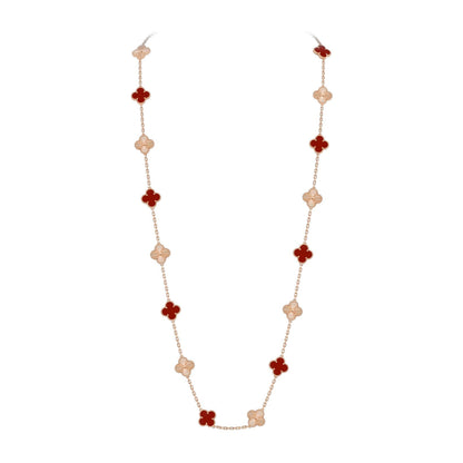 [Novalux]CLASSIC 20-MOTIF LUCKY CLOVER LONG NECKLACE ROSE GOLD COLLECTION
