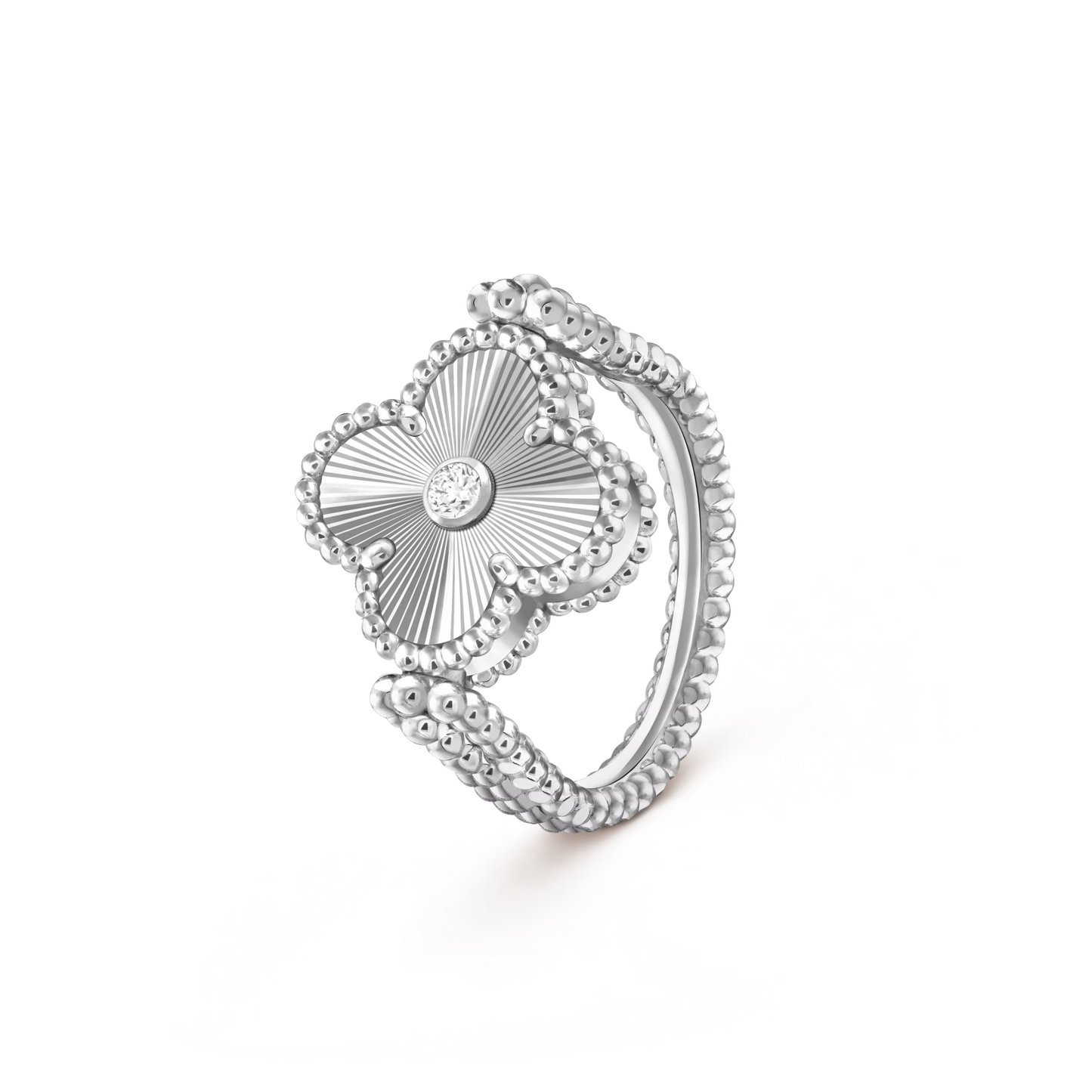 [Novalux]LUCKY CLOVER WHITE GOLD REVERSIBLE RING