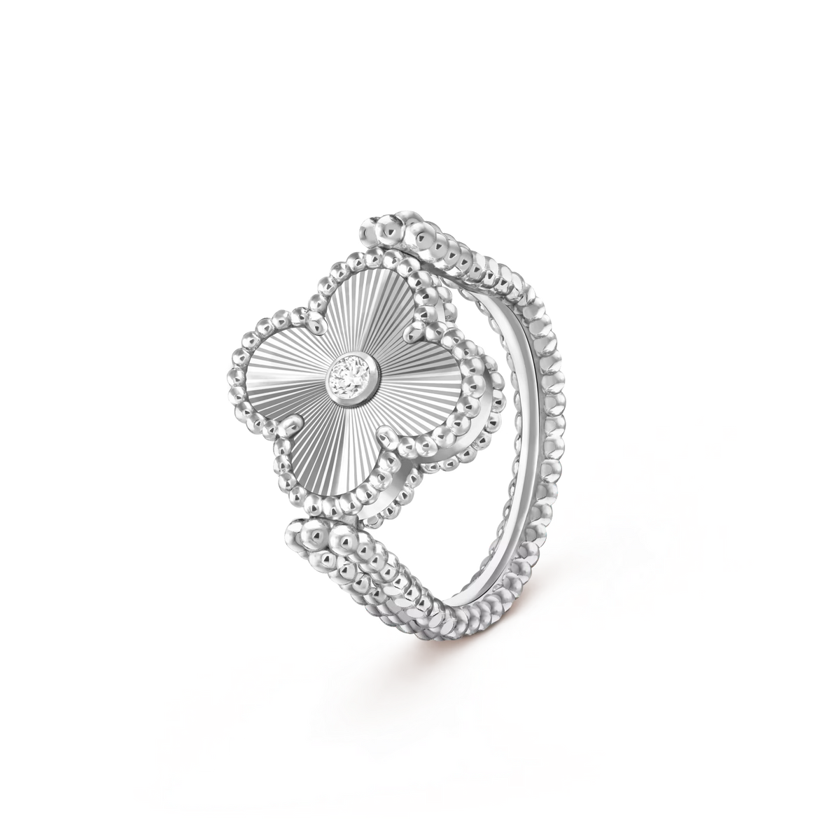 [Novalux]LUCKY CLOVER WHITE GOLD REVERSIBLE RING