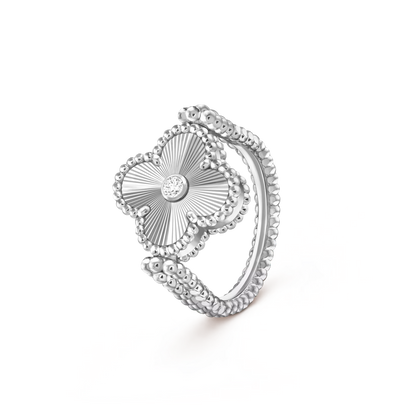 [Novalux]LUCKY CLOVER WHITE GOLD REVERSIBLE RING