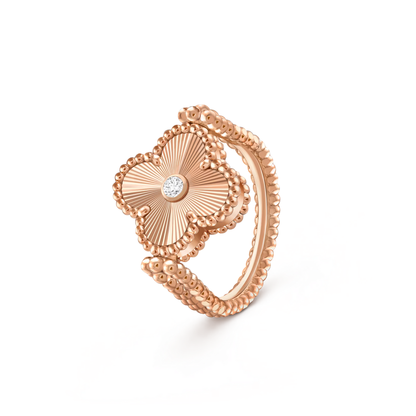 [Novalux]LUCKY CLOVER ROSE GOLD REVERSIBLE RING