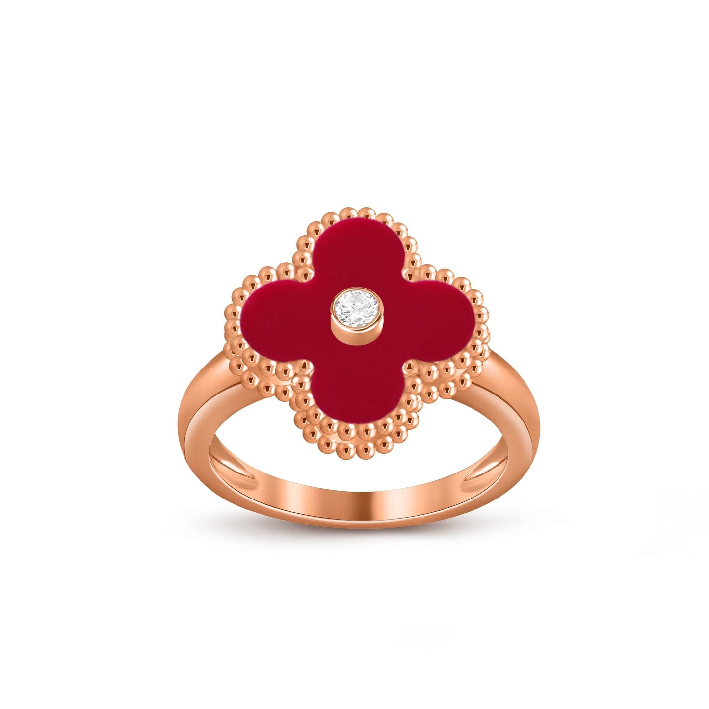 [Novalux]LUCKY CLOVER DIAMOND-ACCENT ROSE GOLD RING COLLECTION