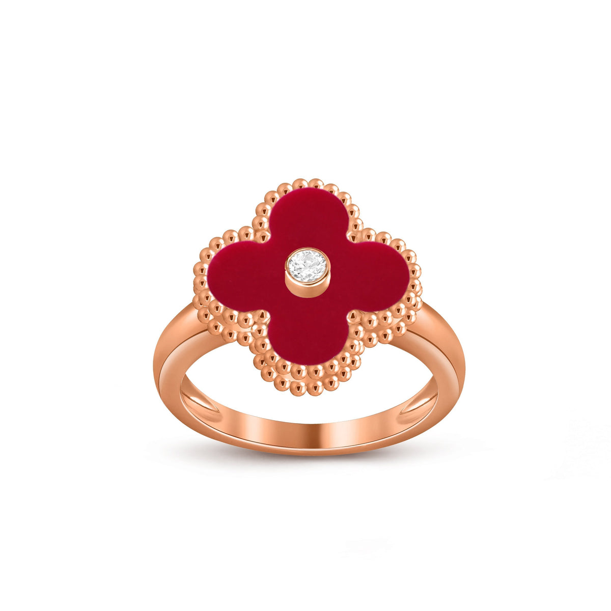 [Novalux]LUCKY CLOVER DIAMOND-ACCENT ROSE GOLD RING COLLECTION