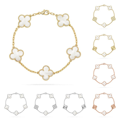 [Novalux]LUCKY CLOVER 5-MOTIF BRACELET - WHITE MOTHER-OF-PEARL COLLECTION