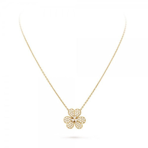 [Novalux]PAVÉ DIAMOND FLOWER CHARM NECKLACE