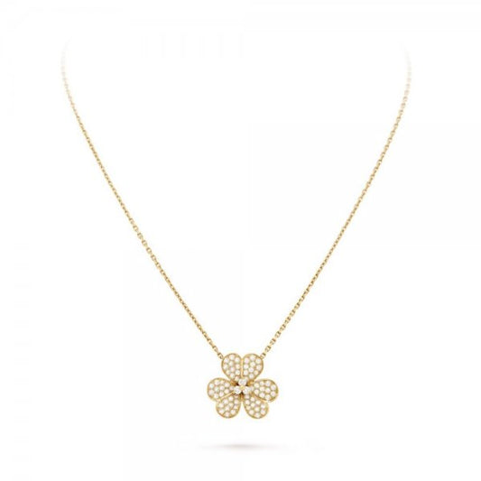 [Novalux]PAVÉ DIAMOND FLOWER CHARM NECKLACE