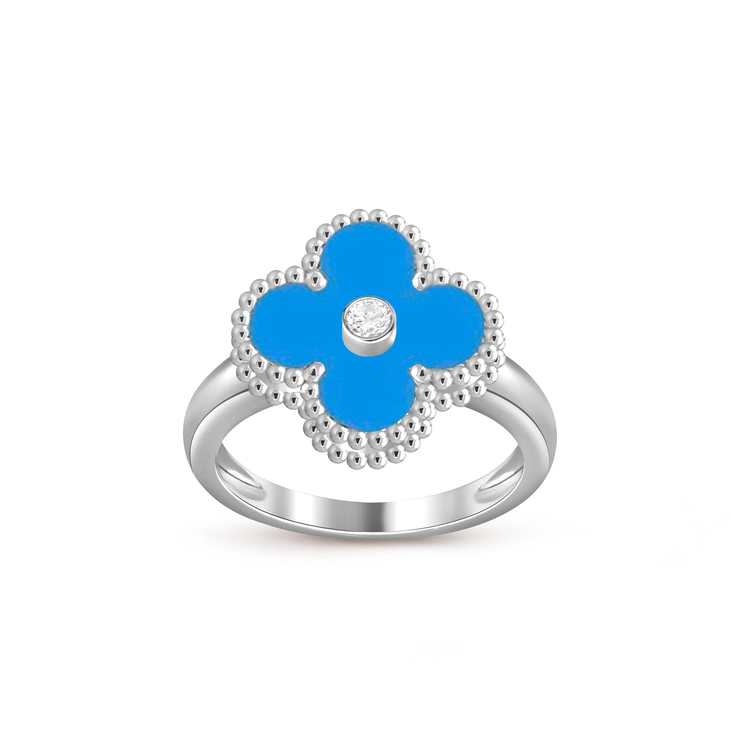 [Novalux]LUCKY CLOVER DIAMOND-ACCENT WHITE GOLD RING COLLECTION