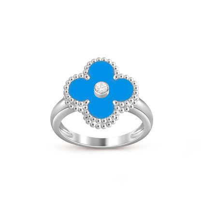 [Novalux]LUCKY CLOVER DIAMOND-ACCENT WHITE GOLD RING COLLECTION