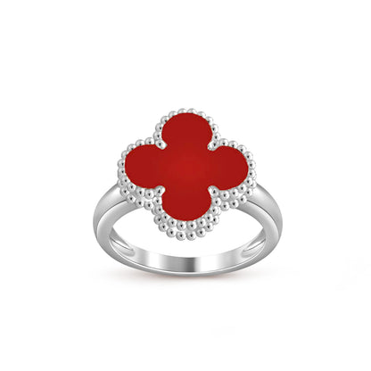 [Novalux]LUCKY CLOVER VINTAGE WHITE GOLD RING COLLECTION