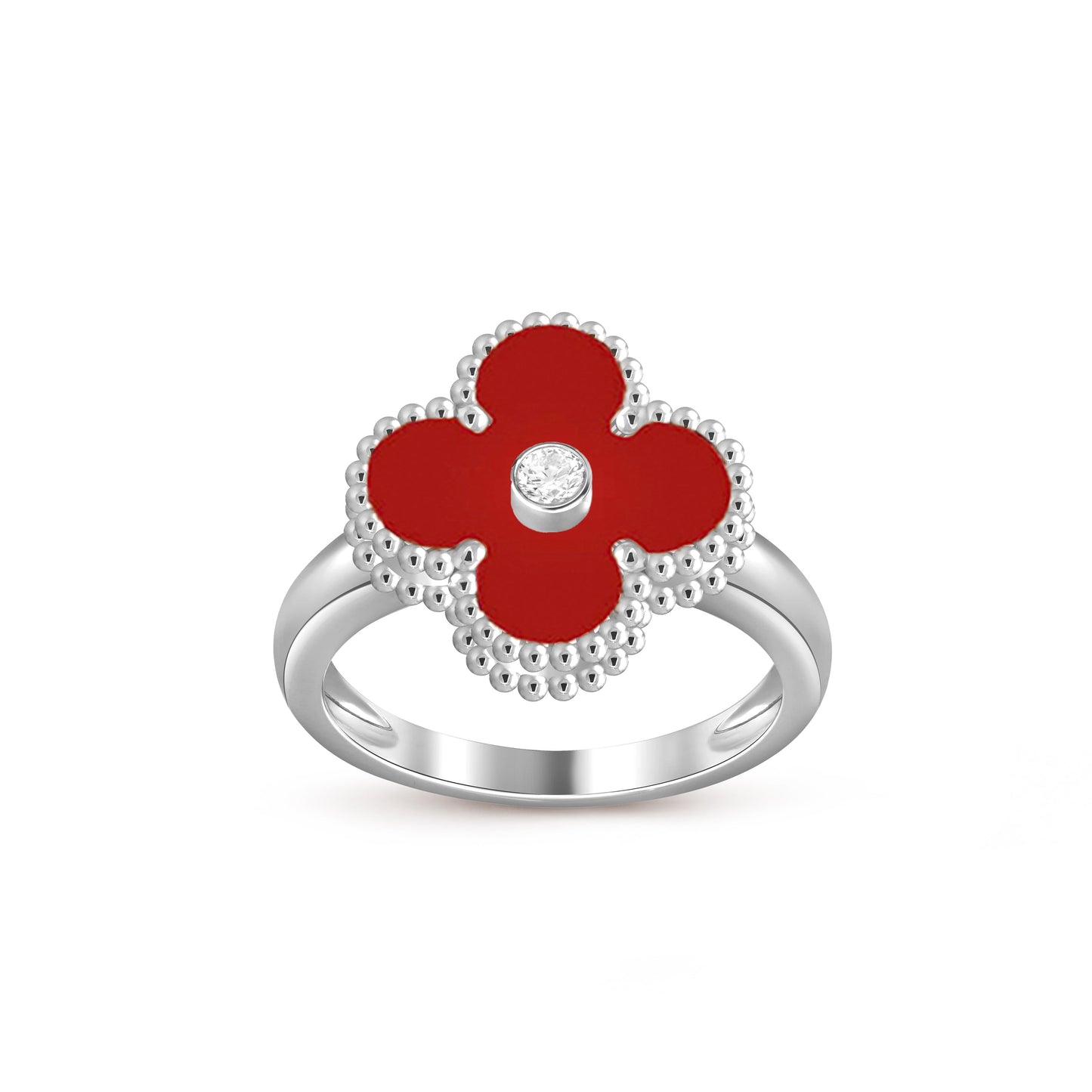 [Novalux]LUCKY CLOVER DIAMOND-ACCENT WHITE GOLD RING COLLECTION