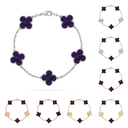 [Novalux]LUCKY CLOVER 5-MOTIF BRACELET - CHAROITE COLLECTION