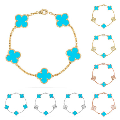 [Novalux]LUCKY CLOVER 5-MOTIF BRACELET - TURQUOISE COLLECTION
