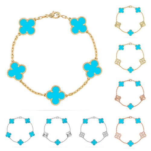 [Novalux]LUCKY CLOVER 5-MOTIF BRACELET - TURQUOISE COLLECTION