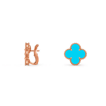 [Novalux]15MM CLOVER FLOWER STUD EARRINGS ROSE GOLD COLLECTION