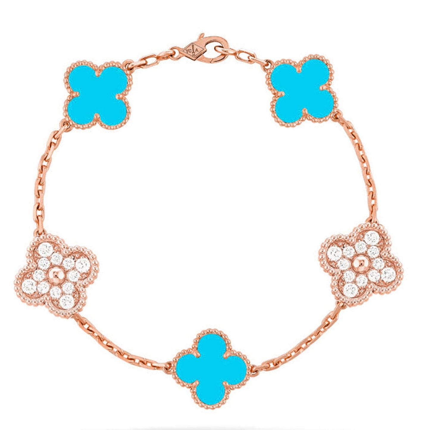 [Novalux]LUCKY CLOVER 5-MOTIF BRACELET - TURQUOISE COLLECTION
