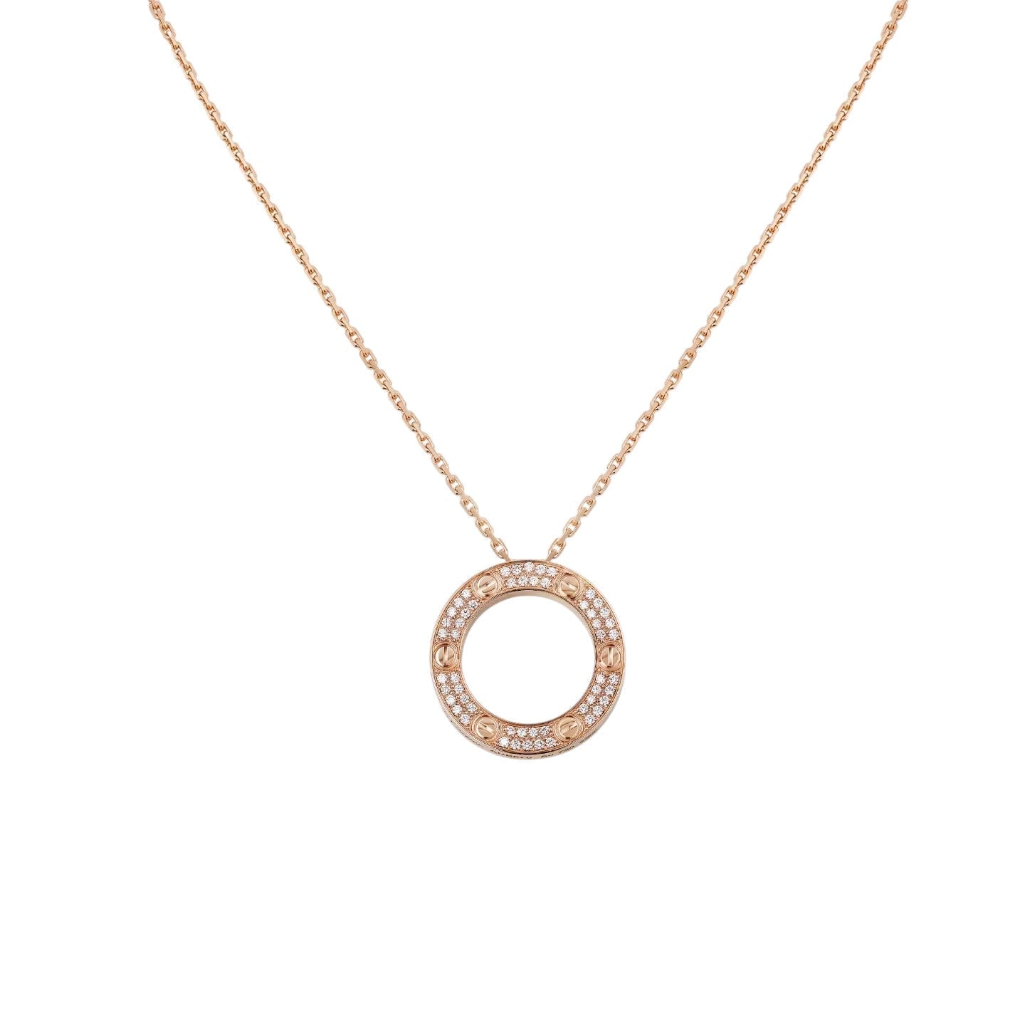 [Novalux]LOVE LARGE CIRCULAR PENDANT FULL-PAVÉ DIAMOND NECKLACE