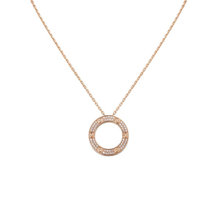 [Novalux]LOVE LARGE CIRCULAR PENDANT FULL-PAVÉ DIAMOND NECKLACE