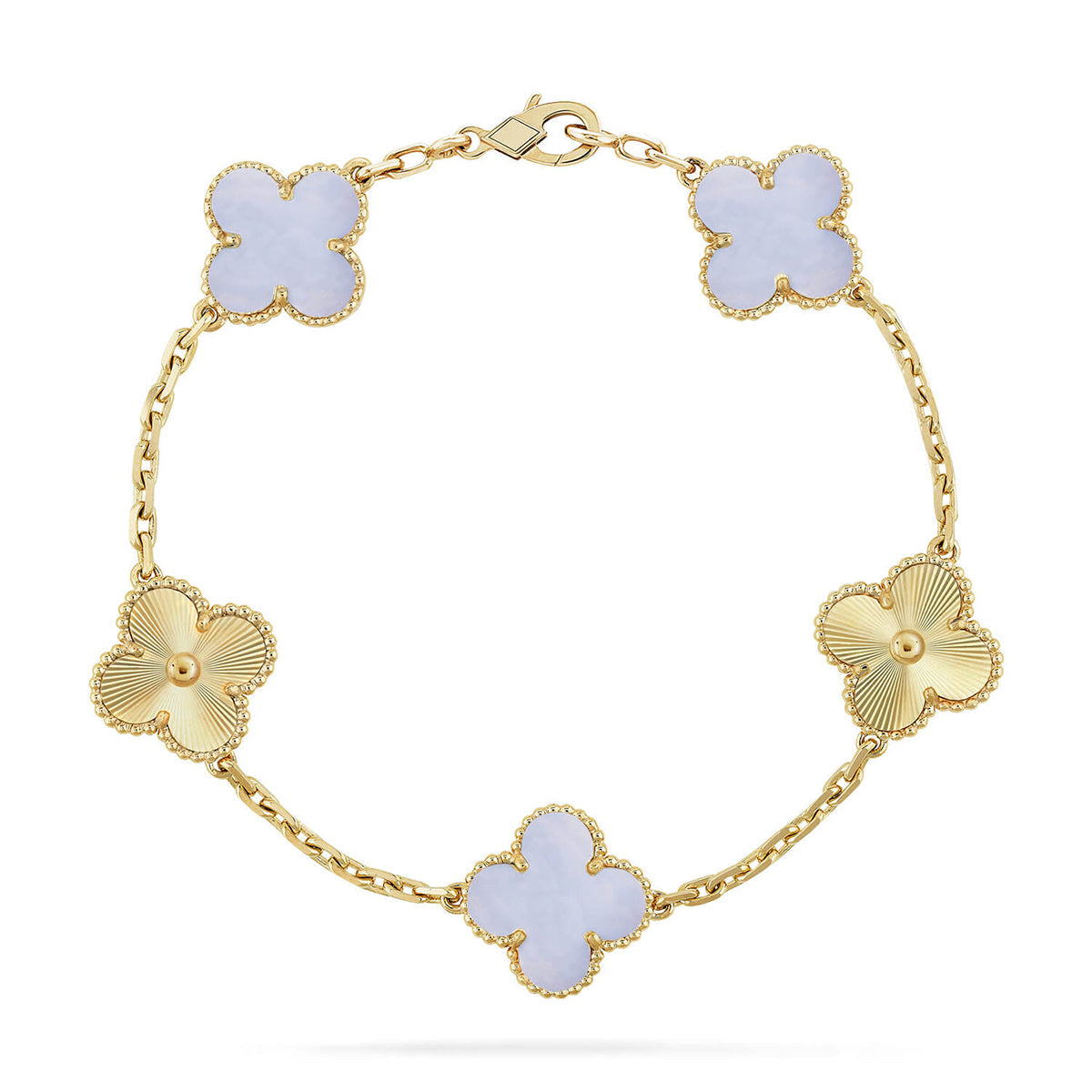 [Novalux]LUCKY CLOVER 5-MOTIF BRACELET - PURPLE CHALCEDONY COLLECTION