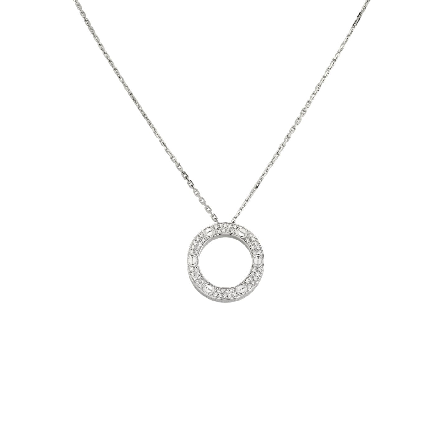 [Novalux]LOVE LARGE CIRCULAR PENDANT FULL-PAVÉ DIAMOND NECKLACE