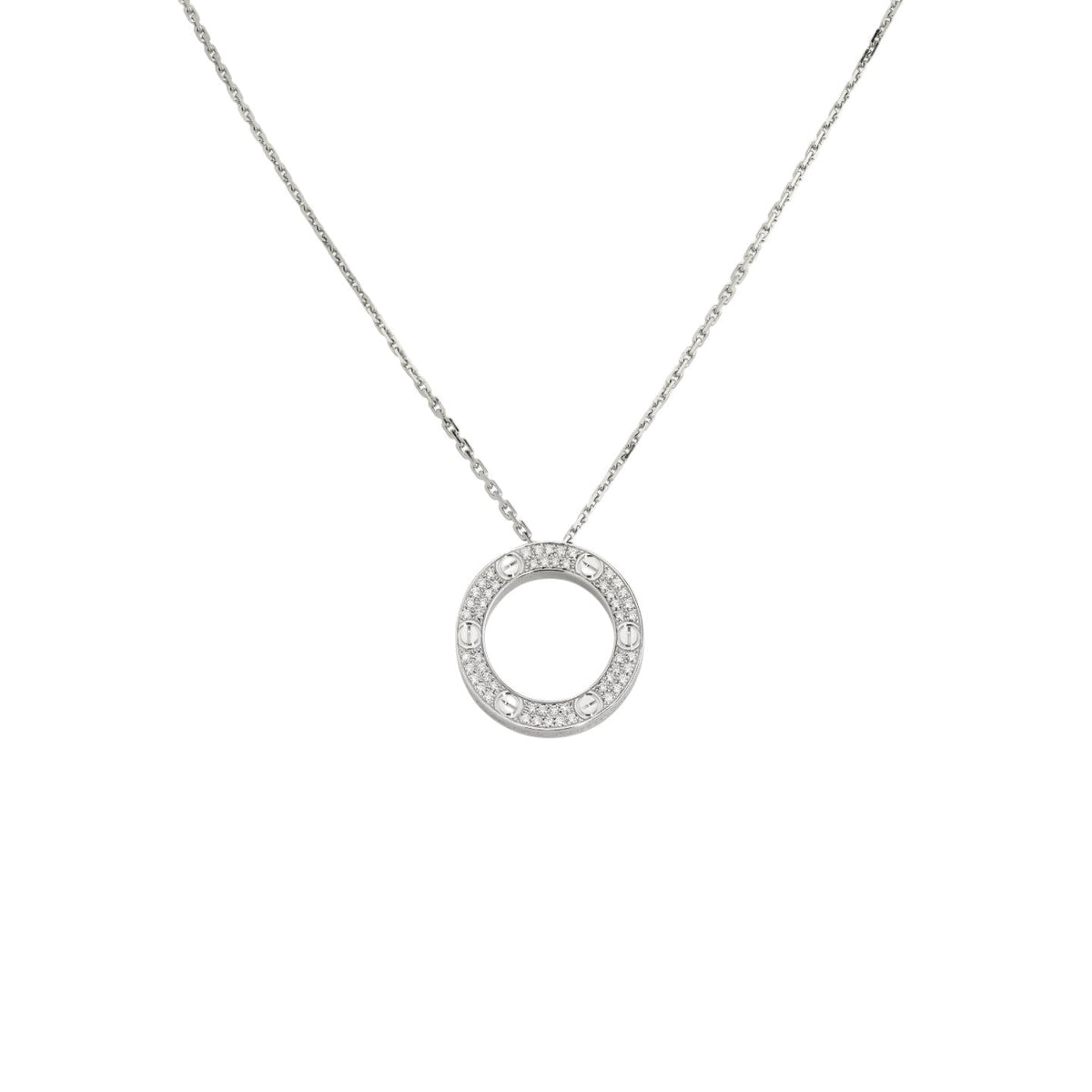 [Novalux]LOVE LARGE CIRCULAR PENDANT FULL-PAVÉ DIAMOND NECKLACE