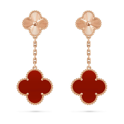 [Novalux]CLOVER DUAL-MOTIF STATEMENT STUD EARRINGS - DOUBLE-CHARM COLLECTION
