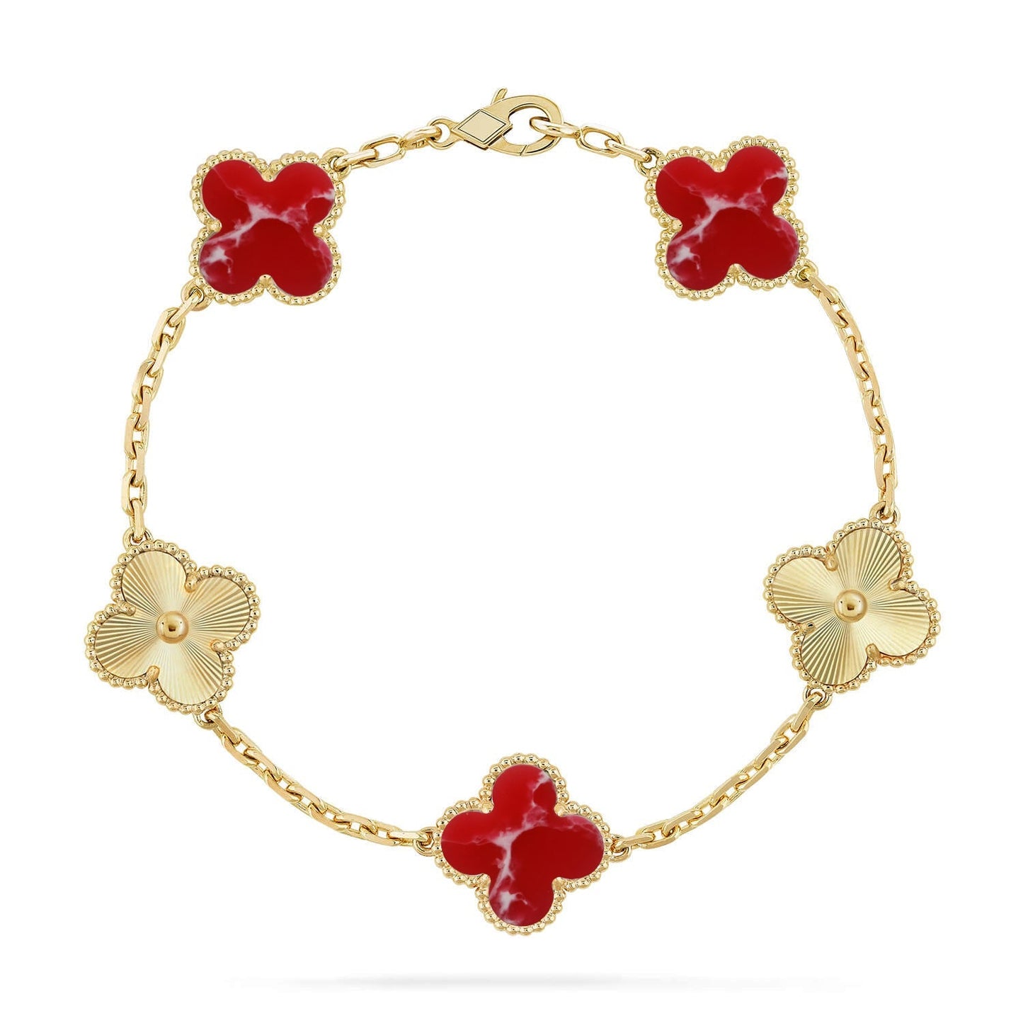 [Novalux]LUCKY CLOVER 5-MOTIF BRACELET - RED LARIMAR COLLECTION
