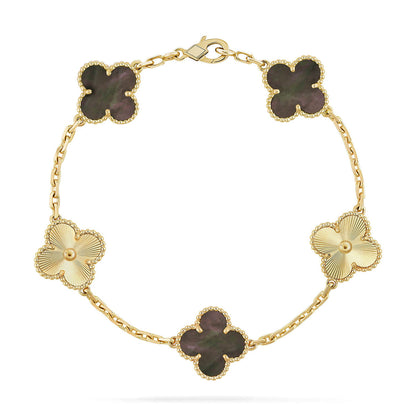 [Novalux]LUCKY CLOVER 5-MOTIF BRACELET - GREY MOTHER-OF-PEARL COLLECTION