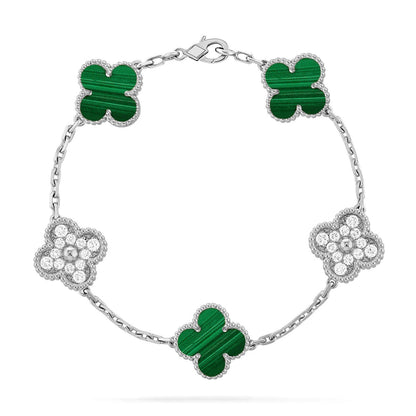 [Novalux]LUCKY CLOVER 5-MOTIF BRACELET - MALACHITE COLLECTION