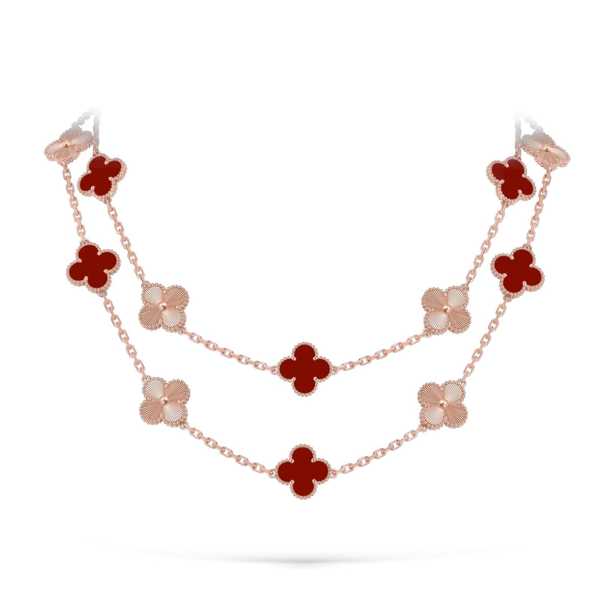 [Novalux]CLASSIC 20-MOTIF LUCKY CLOVER LONG NECKLACE ROSE GOLD COLLECTION