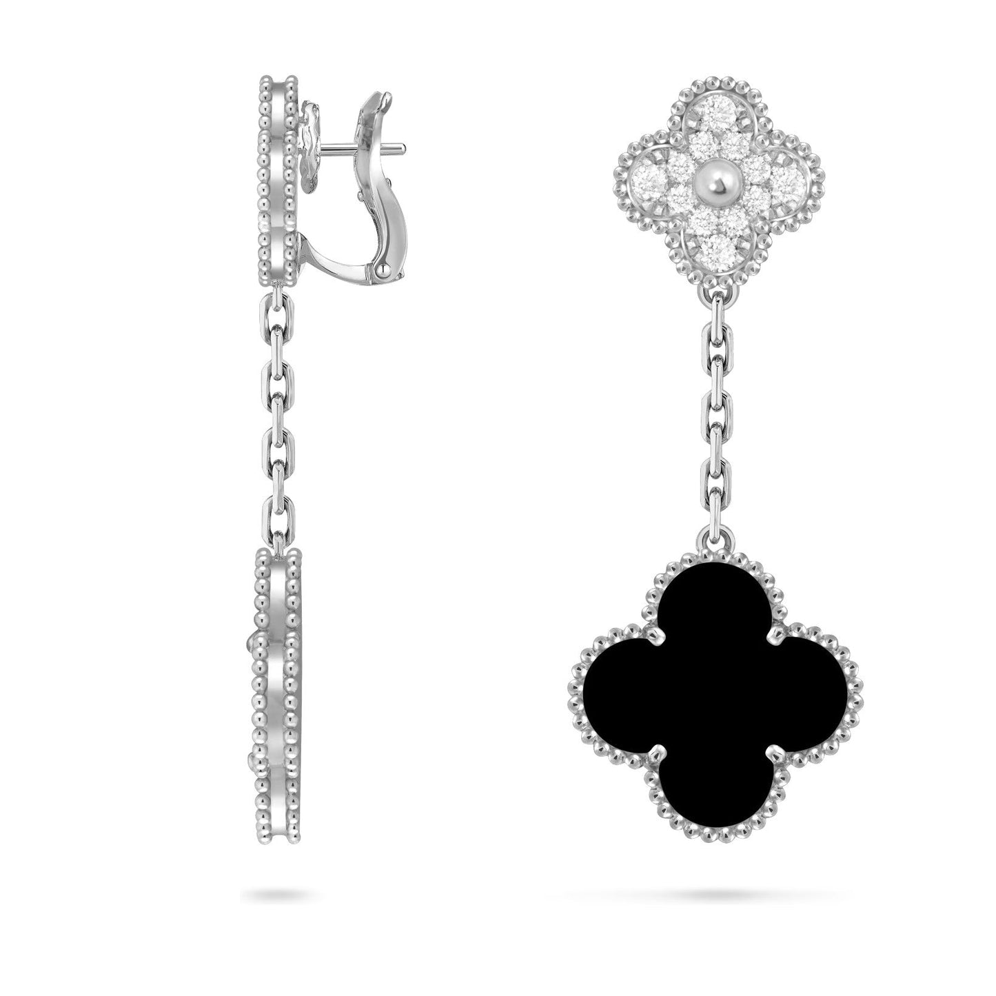 [Novalux]CLOVER DUAL-MOTIF STATEMENT STUD EARRINGS - DOUBLE-CHARM COLLECTION